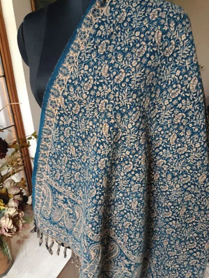 teal colorYak Wool Shawl – Ultra-Warm, Handwoven Himalayan Wrap for Men & Women - Image 1 of 4