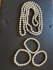 long faux pearl necklace with 3 matching elasticated bracelets wedding bridal