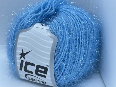 Sparkle Soft Lt Blue 68311 Ice Yarns Metallic Lurex Nylon Eyelash Yarn 50g 153y - Image 1 of 4