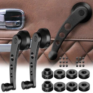 Black Aluminum Manual Billet Window Crank Handle Winder Knob Universal Door Side - Picture 1 of 15