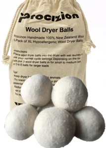 Bio Wolle Trocknerbälle 6er Pack XL 100% Premium Wolle wiederverwendbar nagelneu - Bild 1 von 8
