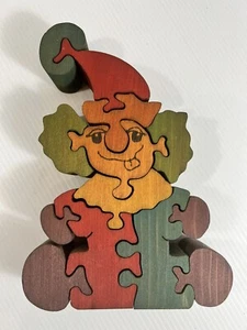 Clown Puzzle - Vintage 2 Sided Wooden Puzzle - Excellent Condition - Rare - Picture 1 of 13