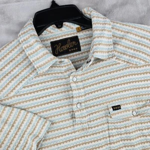 Howler Bros Aztec Stripe Snap Shirt Short Sleeve Polo Western Mens Large - Picture 1 of 9