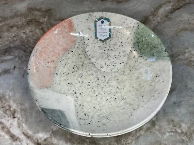 Large Pasta Bowls Intesa Home Premium Porcelain Green Abstract And Speckles New - Image 1 of 4