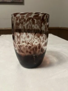 VTG Art Glass Vase MCM Hand Blown Large Purple Tortoise Shell 7” Heavy - Bild 1 von 9