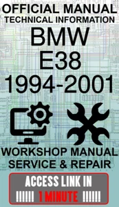OFFIZIELLE WERKSTATTHANDBUCH SERVICE & REPARATURANLEITUNG FÜR BMW E38 1994-2001 - Bild 1 von 1