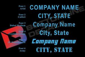 Your Company Name, City and State Vinyl Decals USDOT Commercial (1 - Set of 2)