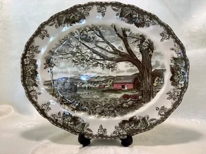 JOHNSON BROS LARGE OVAL VINTAGE SERVING PLATTER FRIENDLY VILLAGE—HARVEST TIME - Bild 1 von 8