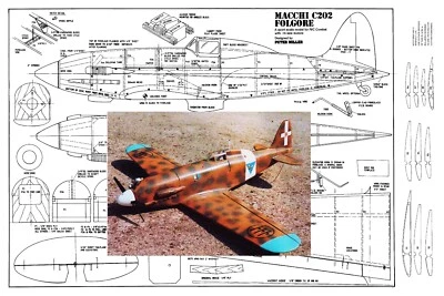 AMI Model Airplane Plans (RC): Macchi C202 Folgore 36" Sport-Scale for .15 - Image 1 of 3
