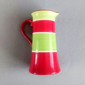 FTD Ceramic Red and Green Striped Pitcher, 8" Tall - Bild 1 von 4