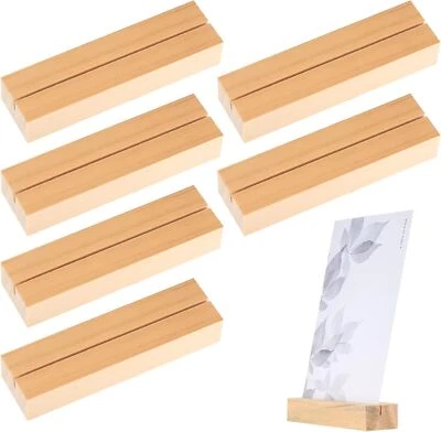 6 Pcs Wooden Place Card Holders, Wood Table Number Card Stands, Name Memo Card  - Image 1 of 4