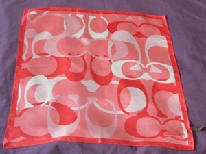 21" Sq New Coach Silk Twill Scarf Logo Abstract Pink Red - Picture 1 of 7
