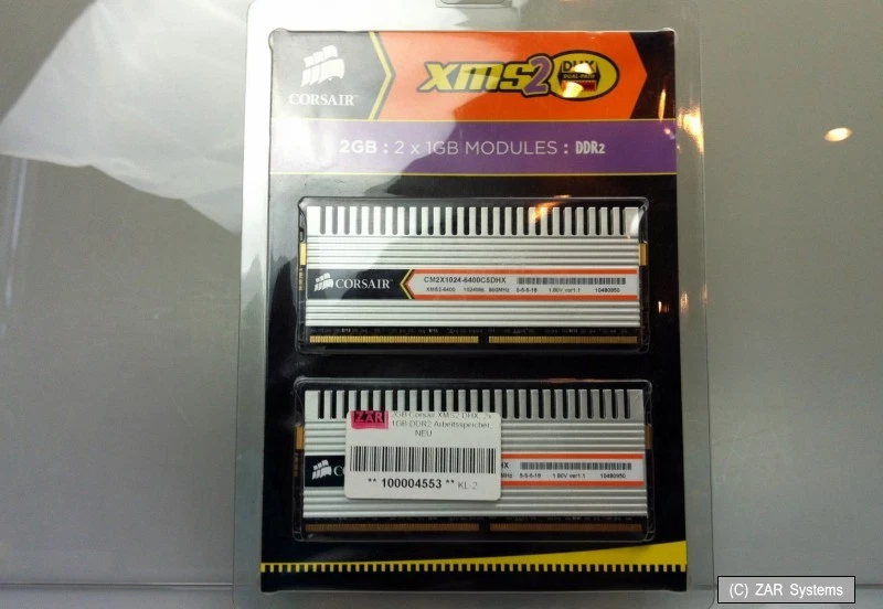 2GB Corsair XMS2 DHX, 2x 1GB DDR2 RAM Arbeitsspeicher TWIN2X2048-6400C5DHX, NEU - Bild 1 von 1