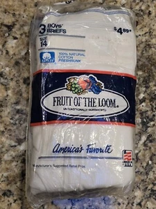 Fruit Of The Loom Vintage 1990 Boys Briefs Blue Stripe Underwear Pack Size 14 - Picture 1 of 4