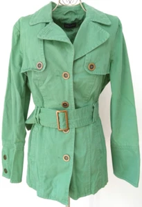 Principles Smart Green Jacket 100% Cotton Fully Lined UK 10 Collar Buttons Belt - Picture 1 of 12