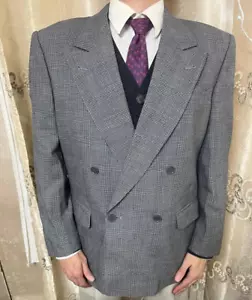 1950s vintage handtailored classic all worsted db gangster suit jacket blazer 42 - Picture 1 of 10