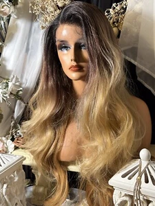 WOW! Bionda 32"" OMBRE' TRI-TONE, SEPARAZIONE LIBERA, PIZZO 360, MISCELA CAPELLI UMANI,  - Foto 1 di 13