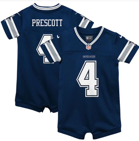 Infant Dallas Cowboys Dak Prescott #4  Nike Navy Game Jersey Romper Cover