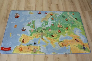 Kinder Teppich Spielteppich Europa Karte 140x200cm - Bild 1 von 1
