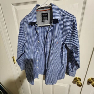 NAUTICA LONG SLEEVE BUTTON UP CHECKED YOUTH SHIRT M 10/12 - Picture 1 of 6