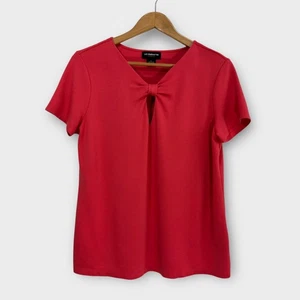 Liz Claiborne Career Women’s Size Large Coral Pink Knot Keyhole Neck Stretch Top - Picture 1 of 6