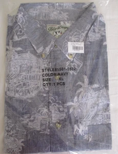 Big Dogs Hawaiian Shirt Size XL Passport Tropical Blue Vacation #1 - Picture 1 of 4