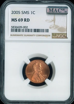 2005 Lincoln Cent NGC MS69 RD SMS Quality - Image 1 of 2