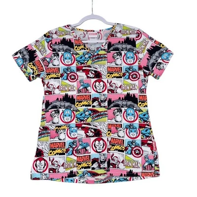 Blusa esfoliante feminina Marvel Comics super-heróis estampa colagem gola V XS - Imagem 1 de 4