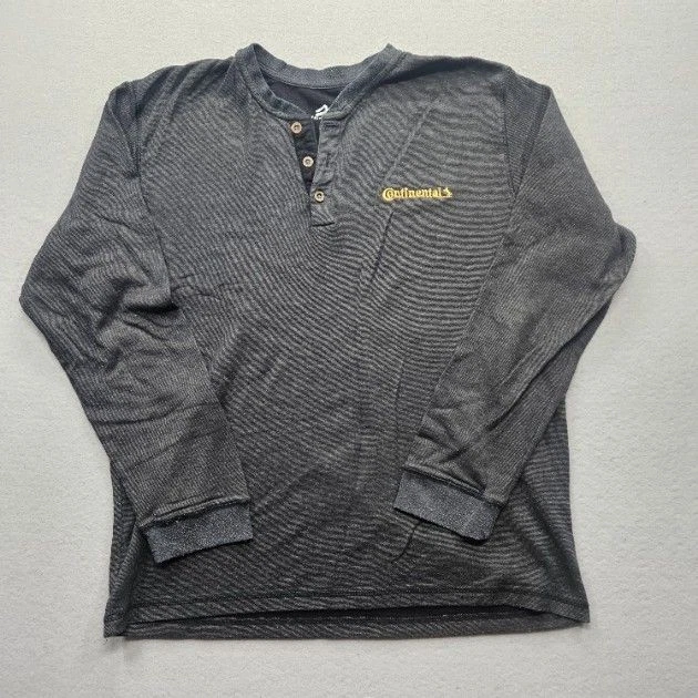 Camisa Henley Continental Tri-Mountain Para Hombre Talla Mediana Negra Gris Manga Larga Foto 1 de 4