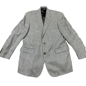 Brooks Brothers Blazer Mens 42 Houndstooth Wool Silk Linen Jacket Made In Italy - Picture 1 of 14