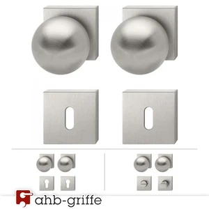 AHB Knopfgarnitur 8425/3412 Rosette eckig Edelstahl matt - Bild 1 von 10