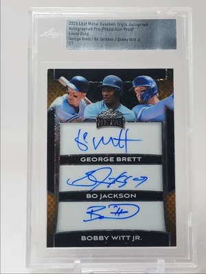 BOBBY WITT JR BO JACKSON 2025 LEAF 金属预制黄金亲笔签名 1/1 Q5220 — 第 1/2 张图片