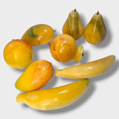 Lote De Colección MCM 8 Piezas Ónix Téllez Piedra Fruta Plátanos Mangos Peras Melocotón Pom Foto 1 de 4