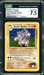 Tarjeta holográfica Pokémon CGC 7,5 Brock’s Rhydon 2000 Gym Heroes 2/132 casi nueva+ psa - Imagen 1 de 2