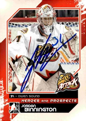 Jordan Binnington - Tarjeta firmada 2010-11 en el juego Heroes and Prospects #175 Foto 1 de 2