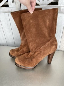 Cole Haan NikeAir Nubuck Suede Boots Dark Brown Heeled Boots Size 10.5 - Picture 1 of 7