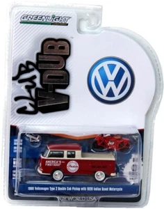 GreenLight Club V-Dub 1968 Volkswagen Double Cab Pick-Up 1920 Indian Scout - Picture 1 of 2