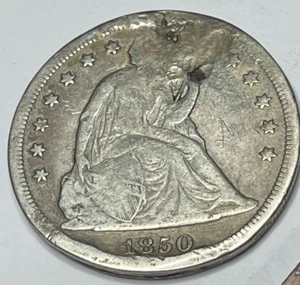 1850-O Liberty dollaro seduto ottimi dettagli foro tappato brutto - Foto 1 di 2