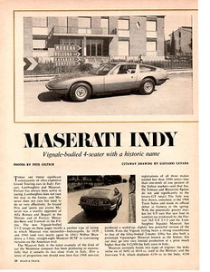 1969 MASERATI INDY 4 POSTI ~ ORIGINAL 4-PAGE ARTICLE / AD - Picture 1 of 1