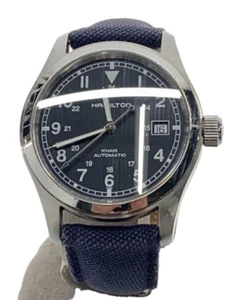 HAMILTON H704550 KHAKI FIELD Black Navy Watch Denim Band Men From Japan C - Picture 1 of 5