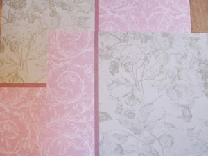 Lot #18 Anna Griffin 2 Sheets of 12" x 12" Designer Paper Pink Green - Imagen 1 de 3