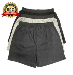 Men Cotton Knit Jersey Button Fly Tag Free Relaxed Boxer Trunk Short Underwear - Picture 1 of 12
