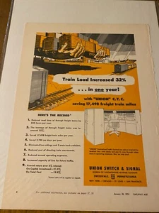 Vintage 1952 Union Switch & Signal Hand Holding Box Cars Train ad - Picture 1 of 1
