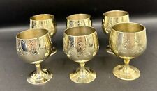 Vintage Brass Mini Goblets, cordial or Kiddush cups Set Of 6 Boxed