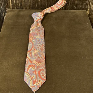 Verse 9 IX Mens Tie Red Blue Paisley 100% Silk 59"x3.5" Seven 7 Fold Necktie - Picture 1 of 9