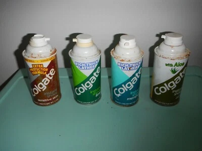 4 cremas de afeitar instantáneas Colgate vintage; piel sensible, lima, mentol, aloe Foto 1 de 4