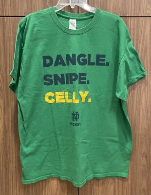 Notre Dame Hockey Hombres Talla XL Verde, Manga Corta Cuelga, Francotirador, Algodón Celly ☼ Foto 1 de 4