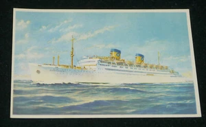 VINTAGE QUEEN FREDERICA GREEK OCEAN LINER, CRUISE SHIP TRANSPORTATION POSTCARD - Picture 1 of 2