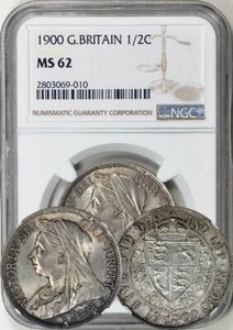 Great Britain 1900 Victoria Half Crown NGC MS-62. Luster! - Picture 1 of 1