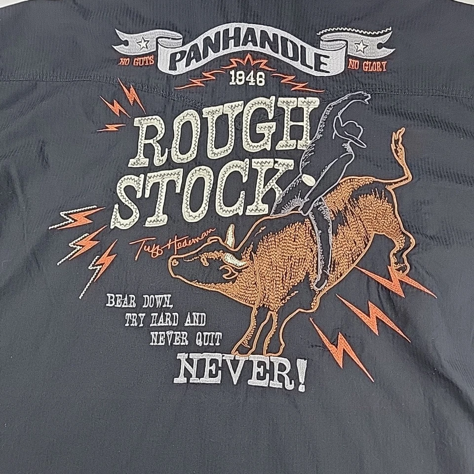 Camisa masculina Panhandle Rough Stock algodão pérola Snap 2xl preta bordada - Imagem 1 de 4